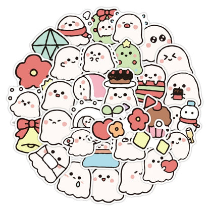 50PCS Cartoon Animated Cute Ghosties Doodle Stickers Exquisite Fashion Creative DIY Decorative Sticker Decals Perfect for Mugs, Helmets, Skateboards, Stationery Boxes, and Desktops
