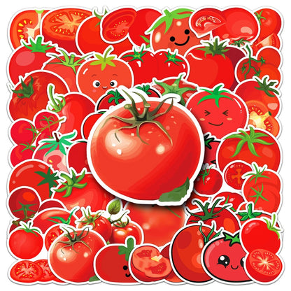 50PCS Cute Tomato Plant Doodle Stickers, Adorable Gardening Vegetable Vinyl Decals for Water Bottle Laptop, Farmhouse Kitchen Decor, Scrapbook Planner Journal