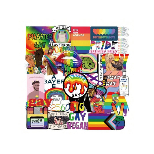 50PCS Gay Cartoon Doodle Stickers - Exquisite, Fashionable, Creative DIY Journal Decor Decals Suitable for Furniture, Skateboards, Helmets, Luggage, Laptops, and Stationery Boxes