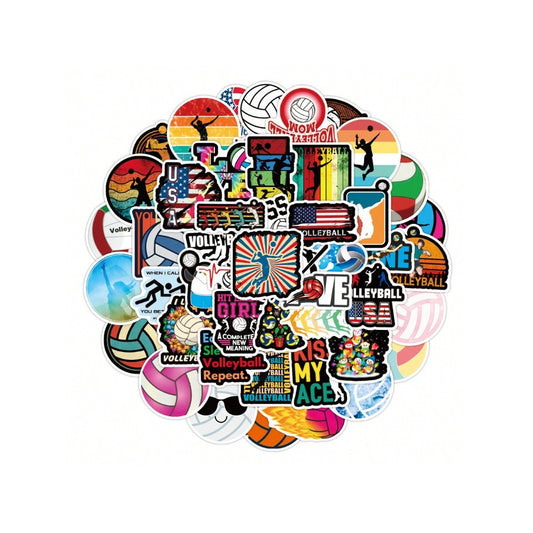 50PCS Cartoon Volleyball Sports Doodle Stickers Exquisite, Fashionable, Creative DIY Decorative Decals Suitable for Skateboard Helmets, Guitars, Refrigerators, Water Cups, Stationery Boxes, and Desktops