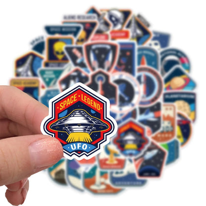 52PCS Cartoon Space Astronaut Pattern Doodle Stickers Exquisite Creative Fashion DIY Decorative Sticker Decals Suitable for Helmets, Skateboards, Guitars, Bags, Water Bottles, and Stationery Cases