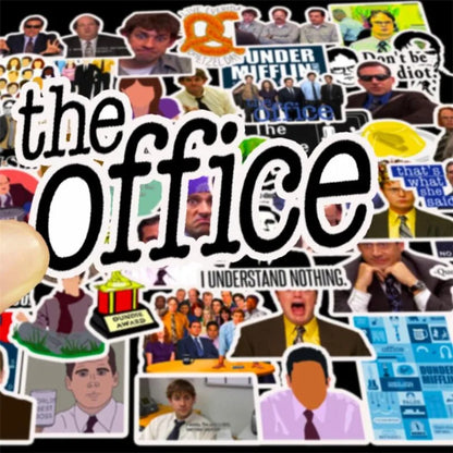 50PCS Office-Themed Doodle Stickers for Helmets, Refrigerators, Laptops, Suitcases, Travel Bags, Stationery Boxes, and More Perfect DIY Decor for Notebooks and Diaries