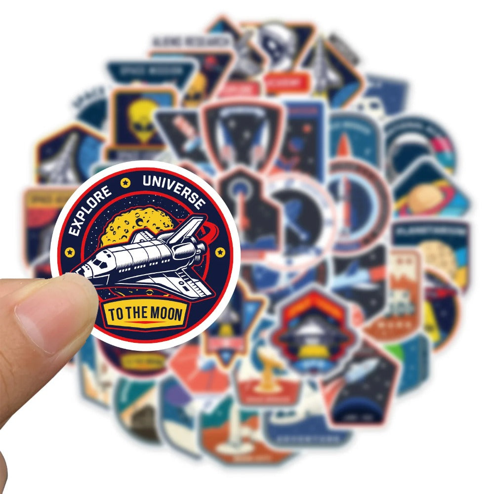 52PCS Cartoon Space Astronaut Pattern Doodle Stickers Exquisite Creative Fashion DIY Decorative Sticker Decals Suitable for Helmets, Skateboards, Guitars, Bags, Water Bottles, and Stationery Cases