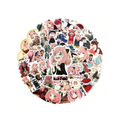 50PCS SPY*FAMILY Japanese Anime Cute Anya Doodle Stickers Exquisite, Fashionable, Creative DIY Journal Decorative Decals Suitable for Suitcases, Laptops, Phone Cases, and Stationery Boxes