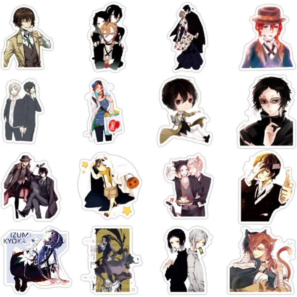 50PCS Anime Bungo Stray Dogs Cute Character Doodle Stickers Perfect for Suitcases, Laptops, Skateboards, Water Bottles, Helmets Exquisite Desktop Decor Decals