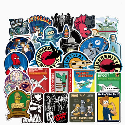 50PCS Cartoon Flying into the Future Graffiti Stickers Exquisite, Fashionable, Creative DIY Decorative Stickers for Notebooks Perfect for Cups, Helmets, Skateboards, and Stationery Cases