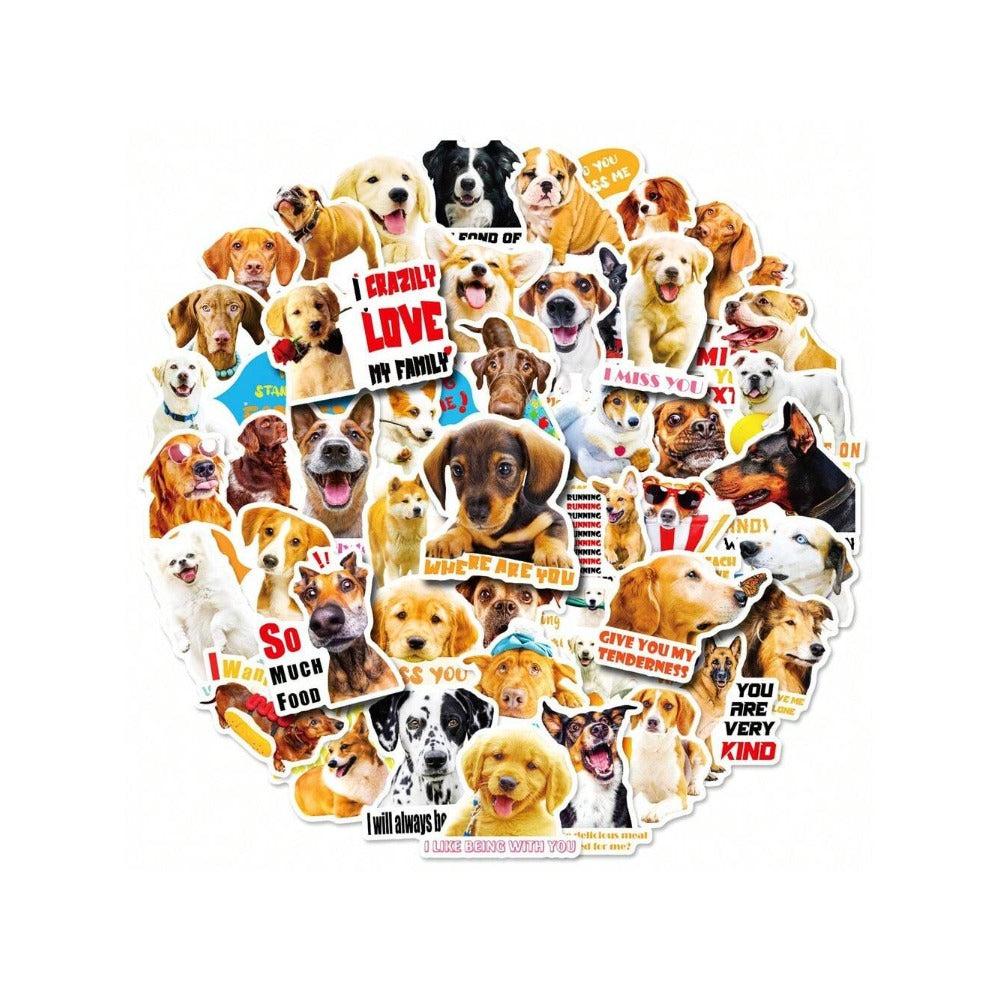 50PCS Cartoon Cute Puppy Animal Doodle Stickers Exquisite Creative DIY Journal Decorative Decals Suitable for Luggage, Refrigerator, Laptop, Stationery Box