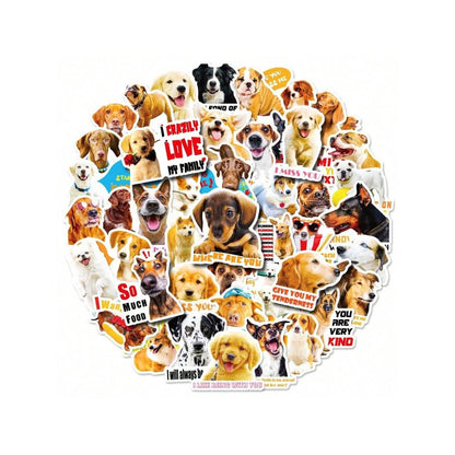 50PCS Cartoon Cute Puppy Animal Doodle Stickers Exquisite Creative DIY Journal Decorative Decals Suitable for Luggage, Refrigerator, Laptop, Stationery Box