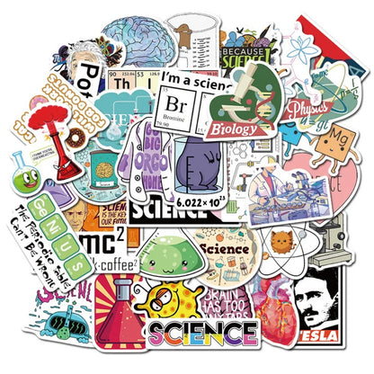 50PCS Science Lab Series Doodle Stickers for Stationery, Desks, Books, Skateboards, Water Bottles, Helmets - Creative Decorative Decals