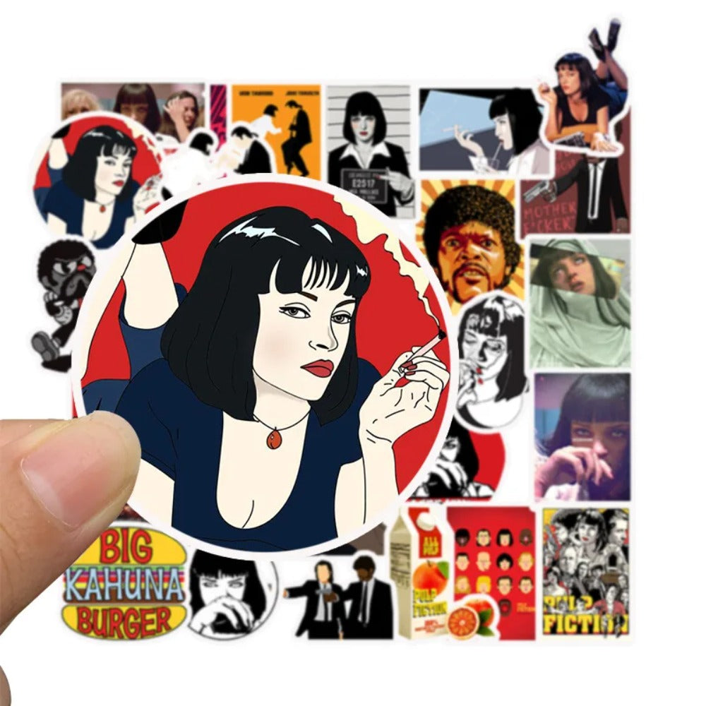 50PCS Pulp Fiction Character Graffiti Stickers for Skateboards, Suitcases, Stationery Boxes, Refrigerators, Water Cups - Exquisite Creative Decorative Decals