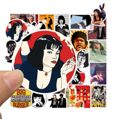 50PCS Pulp Fiction Character Graffiti Stickers for Skateboards, Suitcases, Stationery Boxes, Refrigerators, Water Cups - Exquisite Creative Decorative Decals