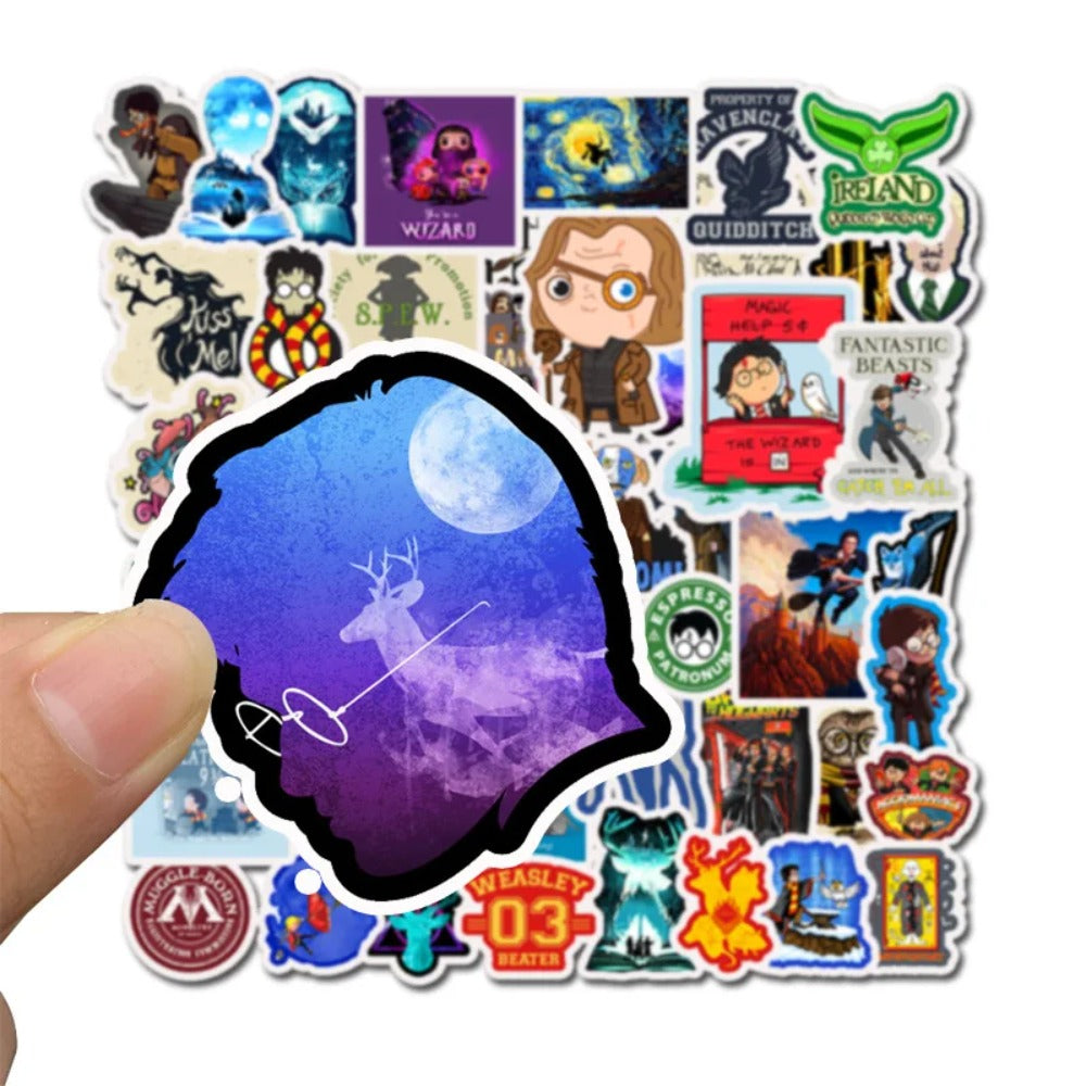 50PCS Cartoon Harry Potter Movie Character Doodle Stickers for Suitcases, Guitars, Water Bottles, Helmets, Stationery Boxes, and Desktop Decor