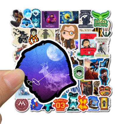 50PCS Cartoon Harry Potter Movie Character Doodle Stickers for Suitcases, Guitars, Water Bottles, Helmets, Stationery Boxes, and Desktop Decor