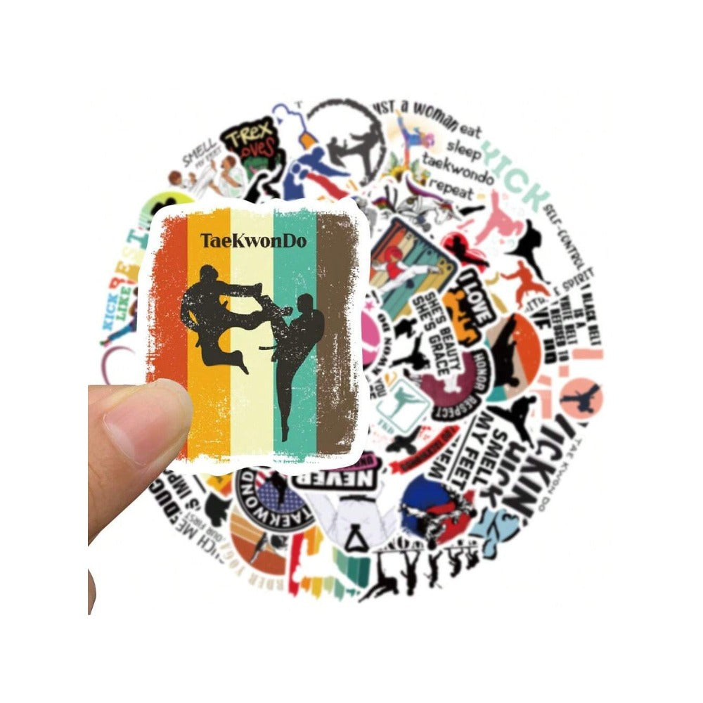 50PCS Taekwondo Series Cartoon Doodle Stickers Exquisite, Fashionable, Creative DIY Decorative Decals Suitable for Suitcases, Laptops, Phone Cases, and Stationery Boxes