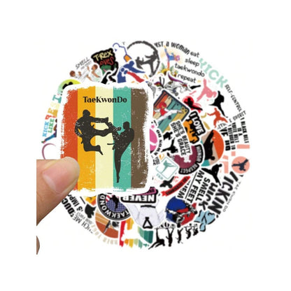 50PCS Taekwondo Series Cartoon Doodle Stickers Exquisite, Fashionable, Creative DIY Decorative Decals Suitable for Suitcases, Laptops, Phone Cases, and Stationery Boxes