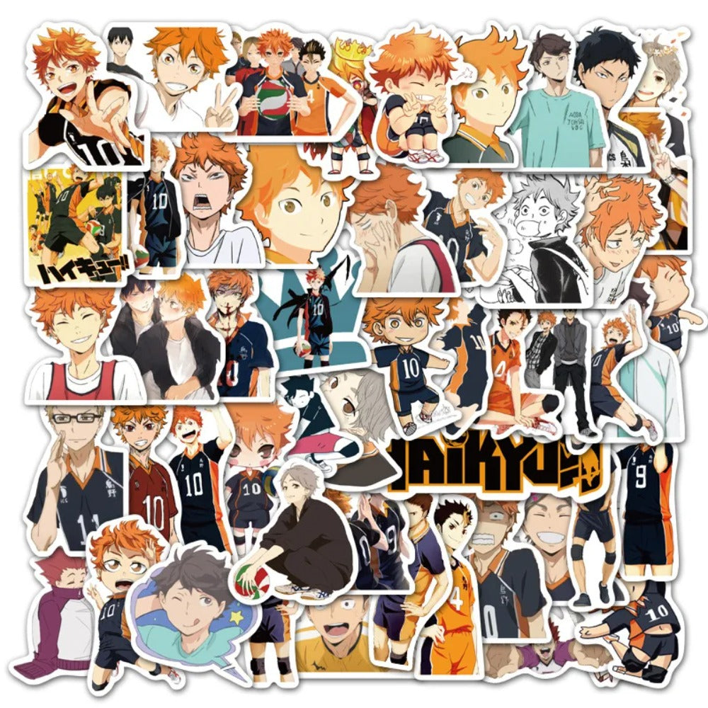 50PCS Haikyu!! Inspired Volleyball Stickers - Anime Sports Doodle Decals for Water Bottles, Laptops & Fan Merch Collection