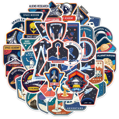 52PCS Cartoon Space Astronaut Pattern Doodle Stickers Exquisite Creative Fashion DIY Decorative Sticker Decals Suitable for Helmets, Skateboards, Guitars, Bags, Water Bottles, and Stationery Cases