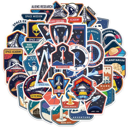 52PCS Cartoon Space Astronaut Pattern Doodle Stickers Exquisite Creative Fashion DIY Decorative Sticker Decals Suitable for Helmets, Skateboards, Guitars, Bags, Water Bottles, and Stationery Cases