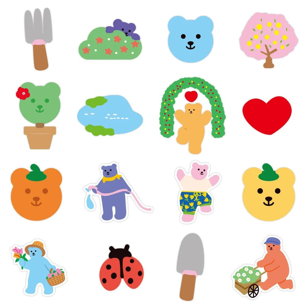 50-Piece Set of Adorable Cartoon Korean-Style Bear Stickers Celebrating Life Suitable for Suitcases, Laptops, Skateboards, Water Bottles, Helmets, Stationery Boxes, and Desktop Decorations