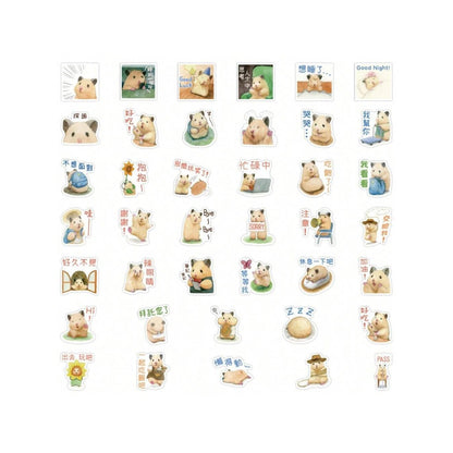 40PCS Cartoon Hamster Adorable Doodle Stickers Exquisite, Fashionable, Creative DIY Plain Notebook Decorative Decals Suitable for Suitcases, Laptops, Skateboards, Water Bottles, Helmets, Stationery Boxes