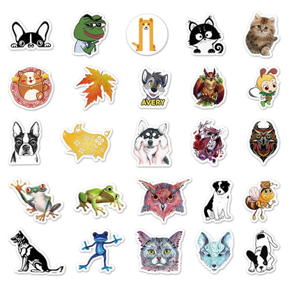 50PCS Adorable Cartoon Animal Collection Doodle Stickers Perfect for Refrigerators, Skateboards, Suitcases, Laptops Exquisite DIY Journal Decorative Decals