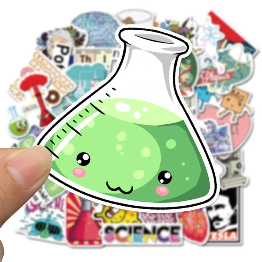50PCS Science Lab Series Doodle Stickers for Stationery, Desks, Books, Skateboards, Water Bottles, Helmets - Creative Decorative Decals
