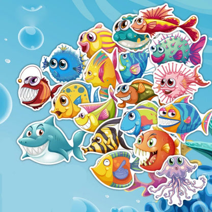 50PCS Cartoon Marine Creature Doodle Stickers Perfect for Water Bottles, Helmets, Guitars, Skateboards, Laptops, Stationery Boxes Exquisite Creative Desktop Decals