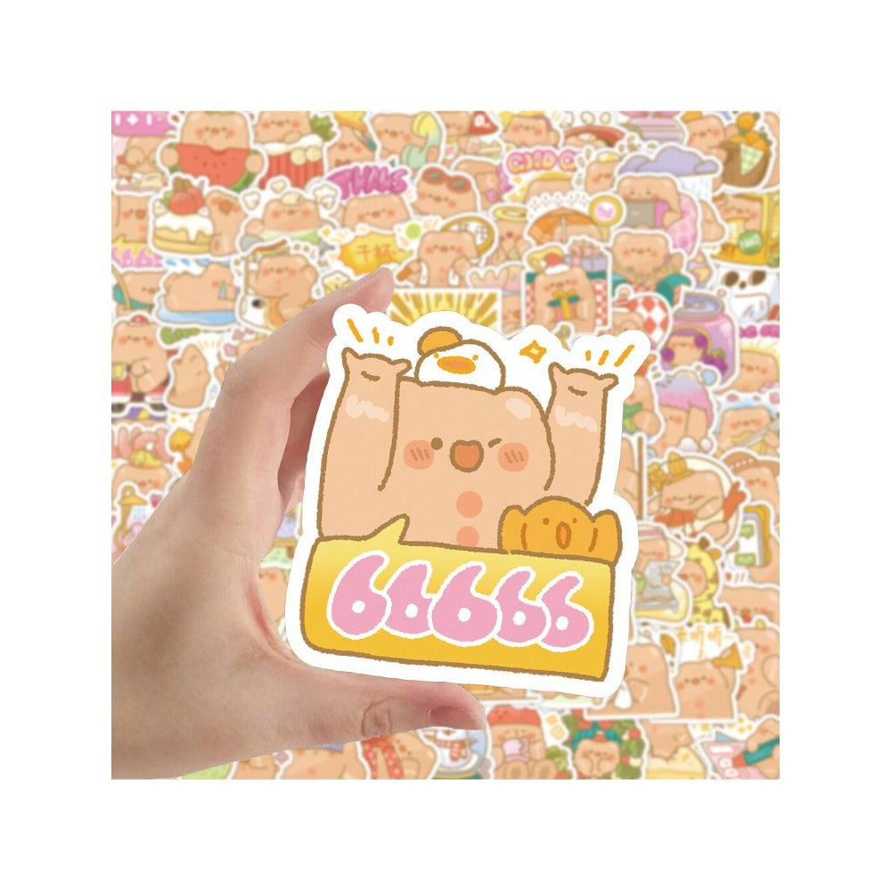 100PCS Cartoon Cute Bear Animal Doodle Stickers Exquisite Fashion Creative DIY Planner Decoration Stickers Suitable for Skateboards, Water Bottles, Helmets, Guitars, and Stationery Boxes