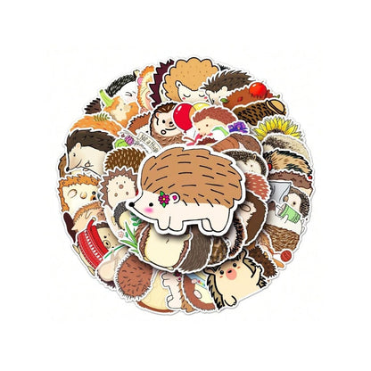 50PCS Cartoon Adorable Hedgehog Animal Doodle Stickers Exquisite Fashion Creative DIY Journal Decorative Decals Suitable for Skateboards, Guitars, Laptops, and Stationery Boxes