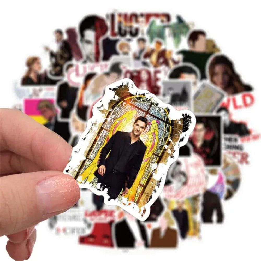 50PCS New Lucifer TV Series Graffiti Stickers for Suitcases, Skateboards, Water Bottles, Helmets, Guitars, and More Exquisite DIY Journal Decorative Decals