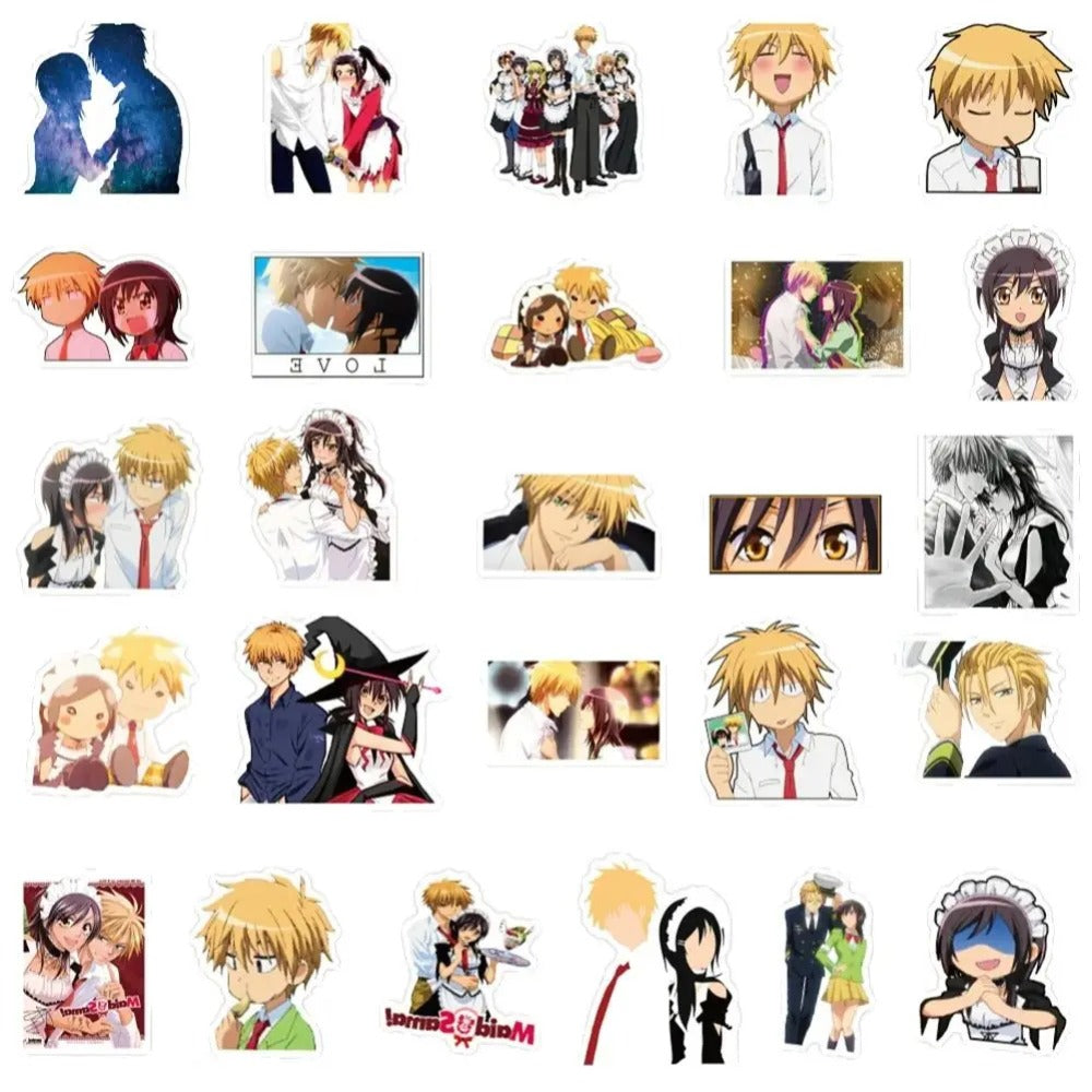50PCS Cartoon Anime Maid-Themed Doodle Stickers Perfect for Notebooks, Skateboards, Water Bottles, Helmets, and Desktop Decor Elegant Adhesive Embellishments for Handmade Journals