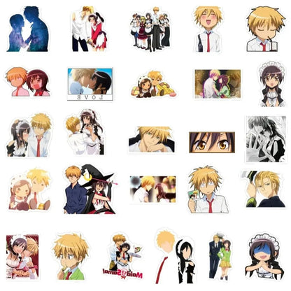 50PCS Cartoon Anime Maid-Themed Doodle Stickers Perfect for Notebooks, Skateboards, Water Bottles, Helmets, and Desktop Decor Elegant Adhesive Embellishments for Handmade Journals