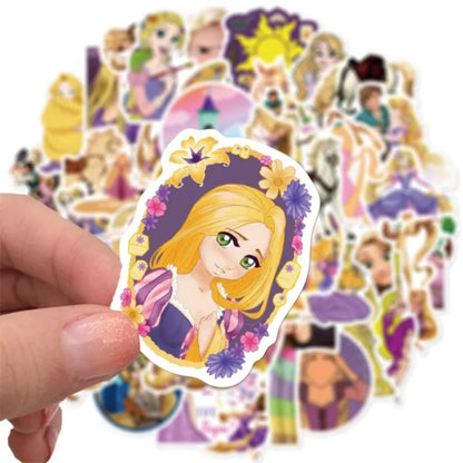 50PCS Animated Movie Princess Girls Cartoon Doodle Stickers for Suitcases, Laptops, Skateboards, Water Bottles, and Stationery Cases