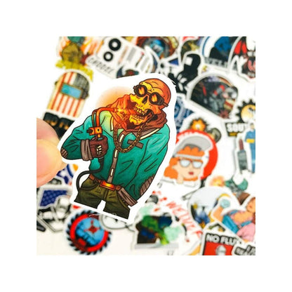 50PCS Cartoon Welding Helmet Graffiti Stickers Exquisite Creative Journal Decorative Decals Suitable for Toys, Skateboards, Guitars, Phones, Computers, Refrigerators, Desks, and Stationery Boxes