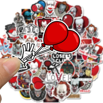 50PCS Classic Horror Movie Joker Graffiti Stickers Exquisite DIY Personalized Decorative Decals Suitable for Skateboards, Water Bottles, Helmets, and Stationery Cases