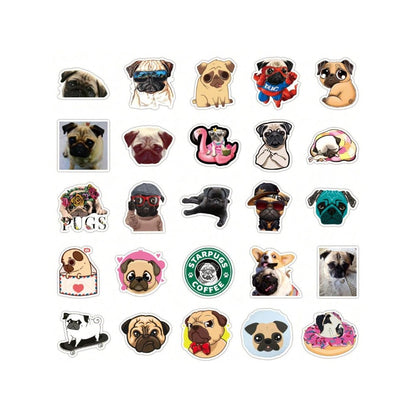 50-Piece Cartoon Cute Shar-Pei Dog Doodle Stickers Exquisite Creative DIY Decorative Stickers for Notebooks Suitable for Fridges, Skateboards, Cups, Helmets, Stationery Boxes, and Desktops