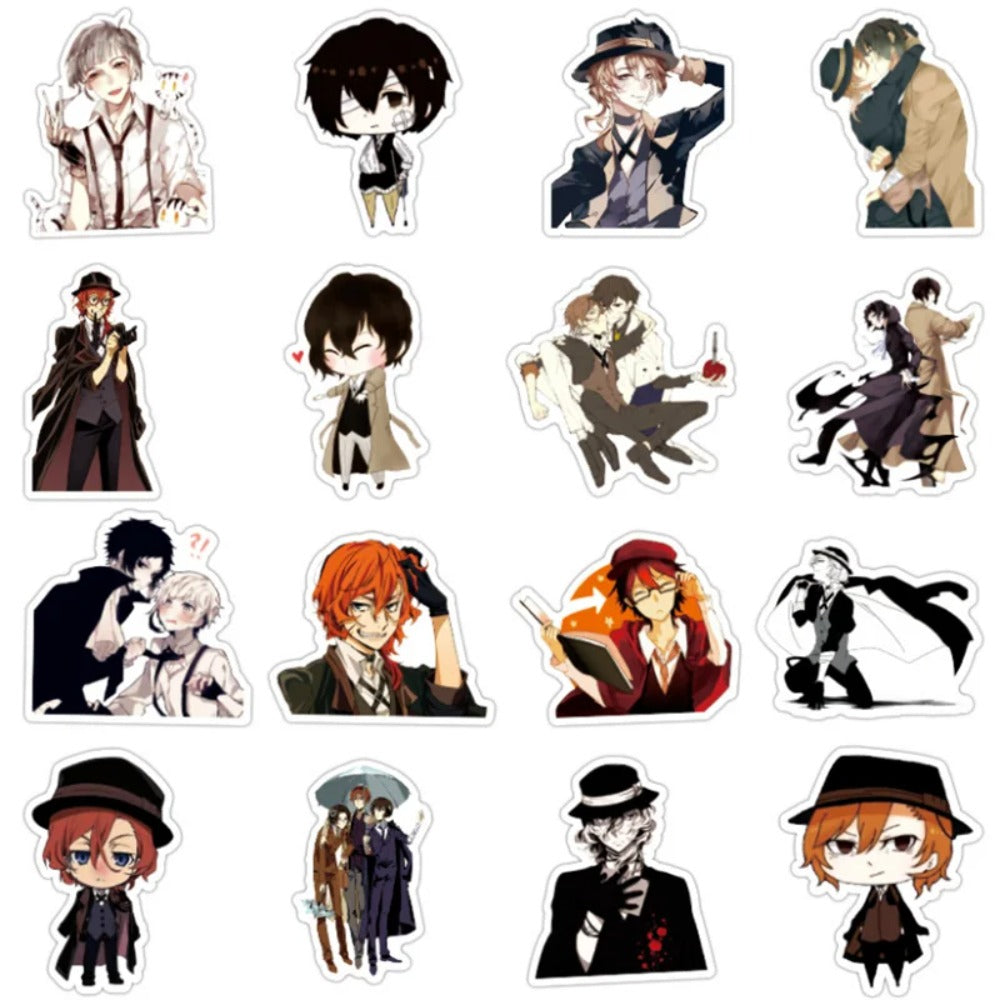 50PCS Anime Bungo Stray Dogs Cute Character Doodle Stickers Perfect for Suitcases, Laptops, Skateboards, Water Bottles, Helmets Exquisite Desktop Decor Decals
