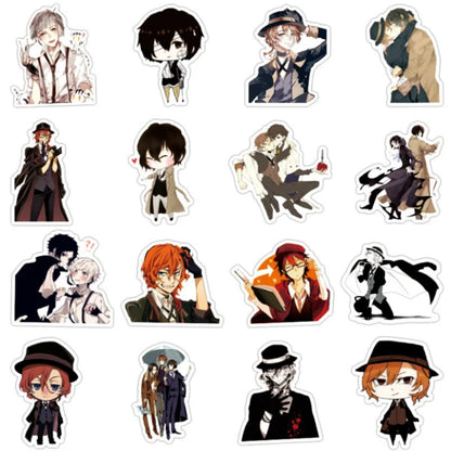 50PCS Anime Bungo Stray Dogs Cute Character Doodle Stickers Perfect for Suitcases, Laptops, Skateboards, Water Bottles, Helmets Exquisite Desktop Decor Decals
