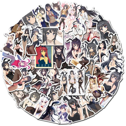 50PCS Mai Sakurajima Deconstructed Stickers - Anime Archetype Study Decals for Character Analysis Journals, Narrative Therapy & Fandom Semiotics Projects