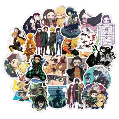 50PCS Demon Slayer Cartoon Doodle Stickers for Suitcases, Notebooks, Phones, Skateboards, Water Bottles, Stationery Boxes, and Beautiful Desktop Decor