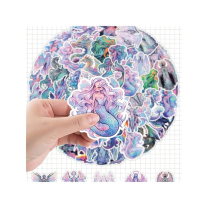 50PCS Cartoon Cute Angel Mermaid Doodle Stickers Exquisite Creative Decorations DIY Journal Stickers Suitable for Water Bottles, Guitars, Skateboards, and Stationery Boxes