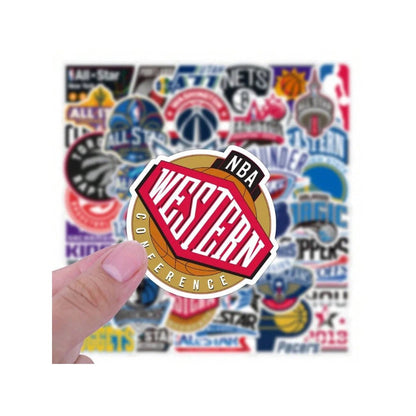 50PCS Cartoon Cool Basketball Team Logo Graffiti Stickers Exquisite Fashion Creative DIY Journal Decorative Decals Suitable for Helmets, Skateboards, Water Bottles, Bags, and Stationery Cases