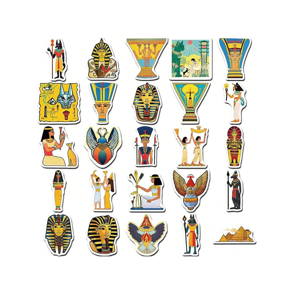 50PCS Cartoon Ancient Egypt Graffiti Stickers Exquisite, Fashionable, Creative DIY Journal Decorations Suitable for Bags, Skateboards, Laptops, Refrigerators, Phone Cases, and Stationery Boxes
