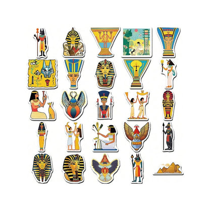 50PCS Cartoon Ancient Egypt Graffiti Stickers Exquisite, Fashionable, Creative DIY Journal Decorations Suitable for Bags, Skateboards, Laptops, Refrigerators, Phone Cases, and Stationery Boxes
