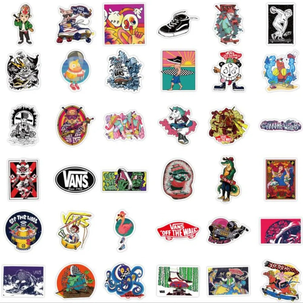 50PCS Cartoon Cool Trend Diary Waterproof Doodle Stickers for Suitcases, Skateboards, Guitars - Exquisite Creative Decorative Decals