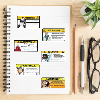 50PCS Warning Sign Japanese Anime Character Collection Doodle Stickers Perfect for Suitcases, Skateboards, Water Bottles, Helmets, Stationery Boxes, and Desktop Decor Classic Decals