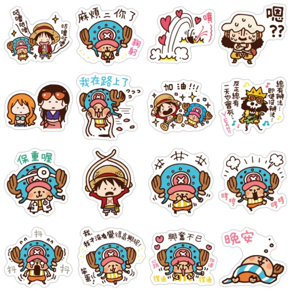 50PCS Anime One Piece Chopper Character Doodle Stickers Suitable for Suitcases, Laptops, Water Bottles, Skateboards, Stationery Boxes, Desktop Decorations, and Journal Stickers