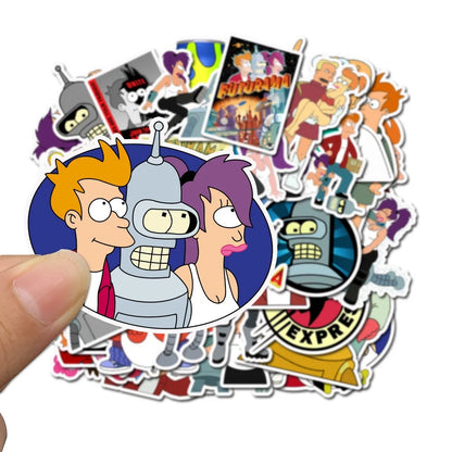 50PCS Cartoon Anime Fly Out Future Graffiti Stickers Exquisite Cartoon Character Decorative Decals Suitable for Skateboards, Water Bottles, Helmets, Guitars, Stationery Boxes, and Desktops