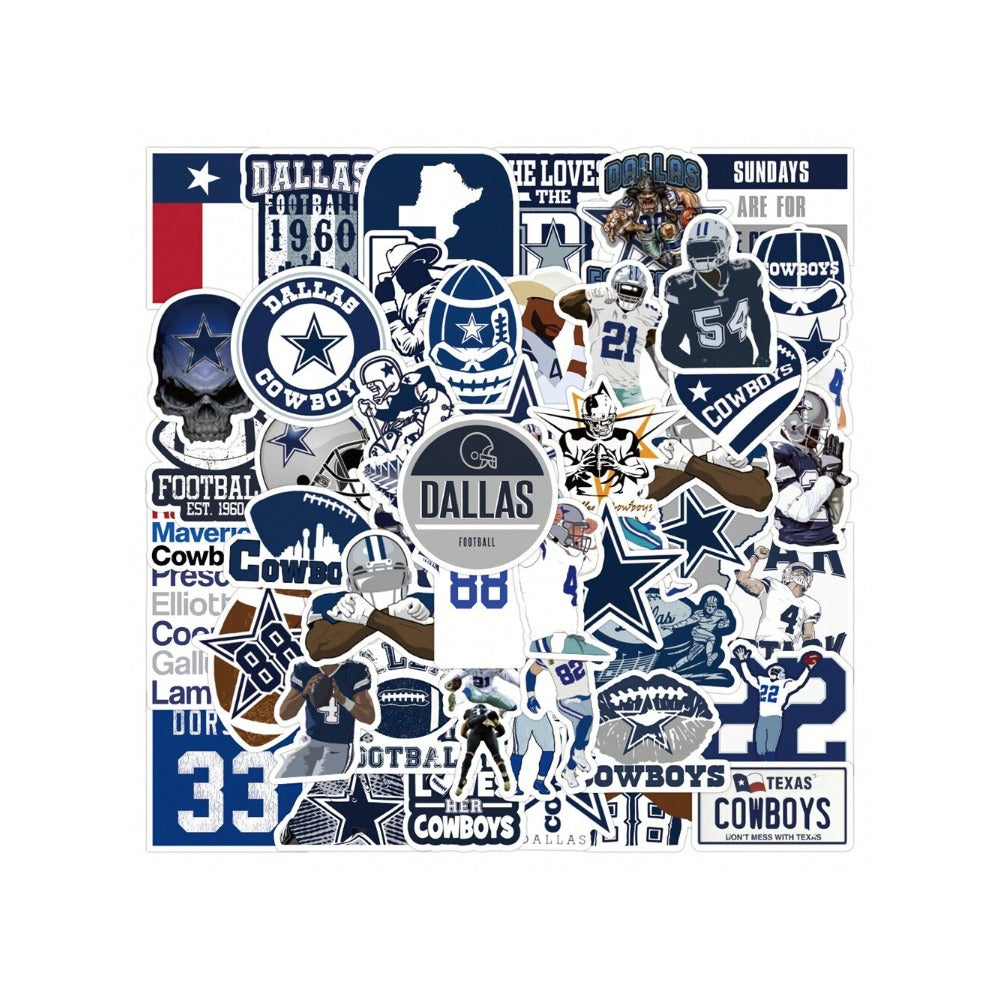 50PCS Dallas Football Graffiti Stickers Exquisite, Stylish, Creative Decorative Stickers for Notebooks Perfect for Suitcases, Laptop Cases, Phone Cases, and Stationery Boxes