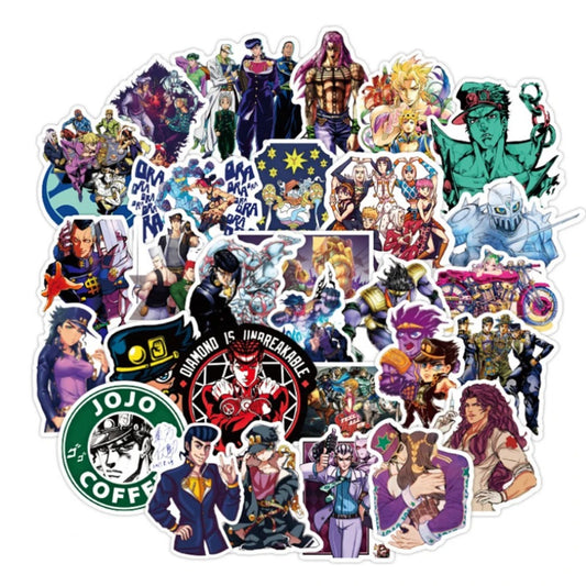 50PCS Japanese Anime JOJO's Bizarre Adventure Doodle Stickers Suitable for Skateboards, Laptops, Phone Cases, Water Bottles, Stationery Boxes Decorative Decals